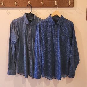 (2) Bugatchi blue shirts size L